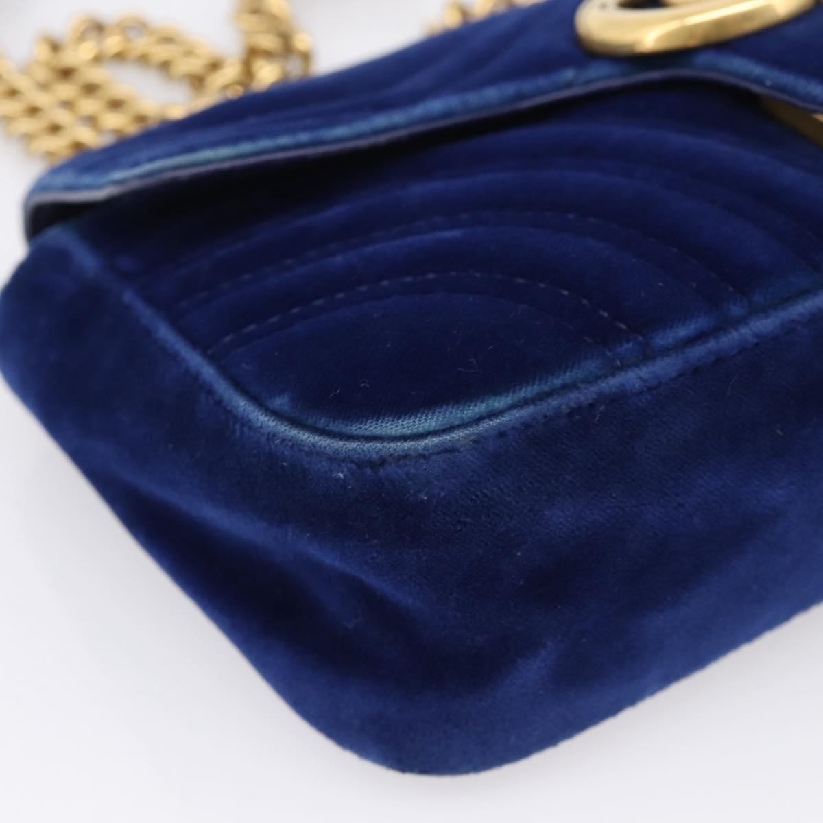 Gucci Gg Marmont Matelassé Velvet Blue Velvet Shoulder Bag Bag (Pre-Owned)