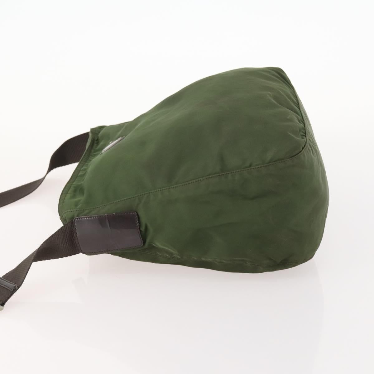 Prada Zip Top Messenger Tessuto Khaki Nylon Shoulder Bag Bag (Pre-Owned)