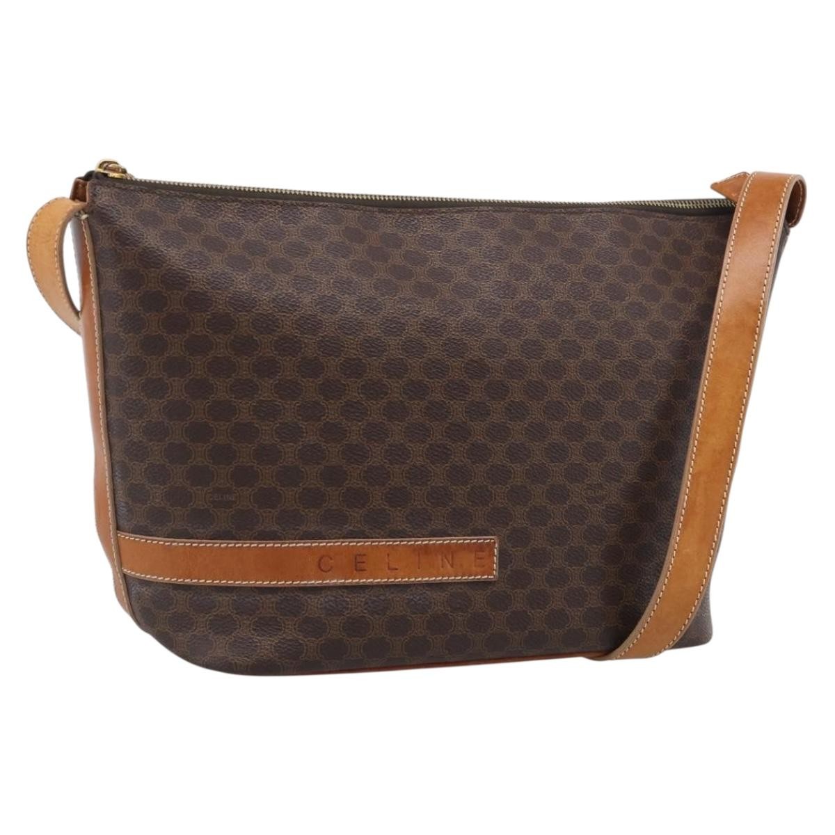 Celine Macadam Shoulder Pvc Leather Brown Canvas Crossbody Bag Bag (Pre-Owned)