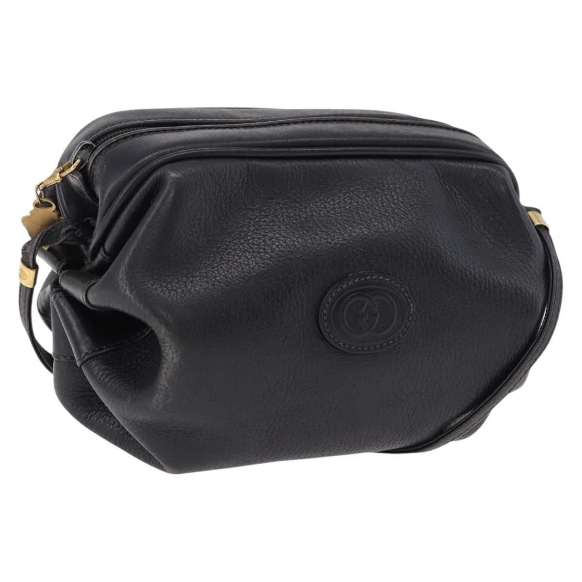 Gucci Shoulder Leather Black Leather Shoulder Bag Bag (Pre-Owned)