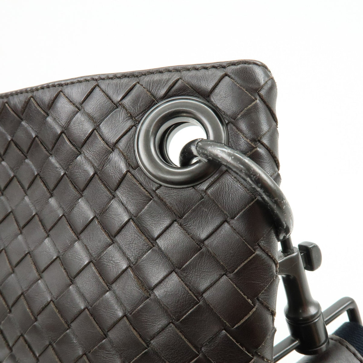 Bottega Veneta Flat Messenger Intrecciato Nappa Brown Leather Handbag (Pre-Owned)