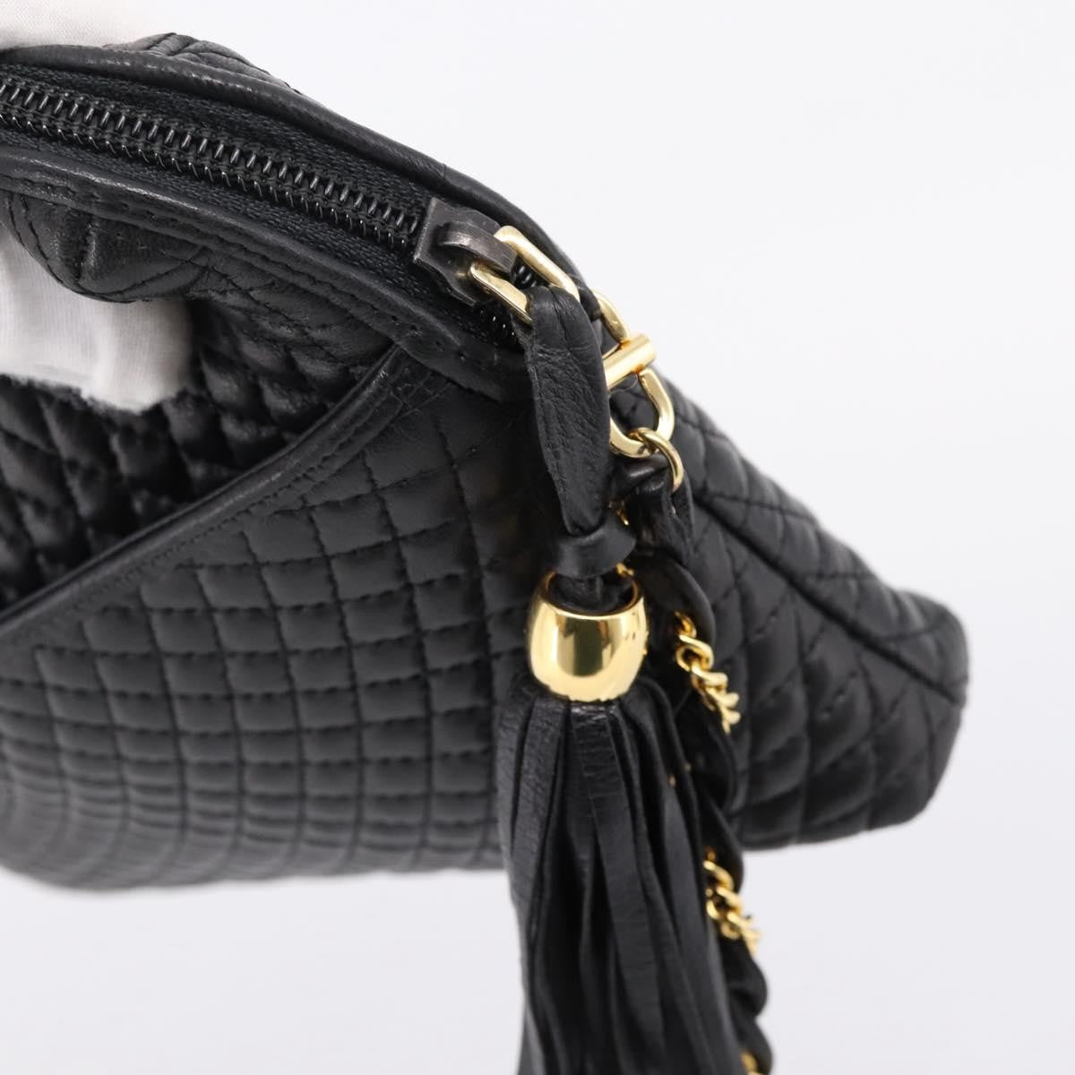 Bally Vintage Chain Quilted Leather Black Leather Shoulder Bag Bag (Pre-Owned)