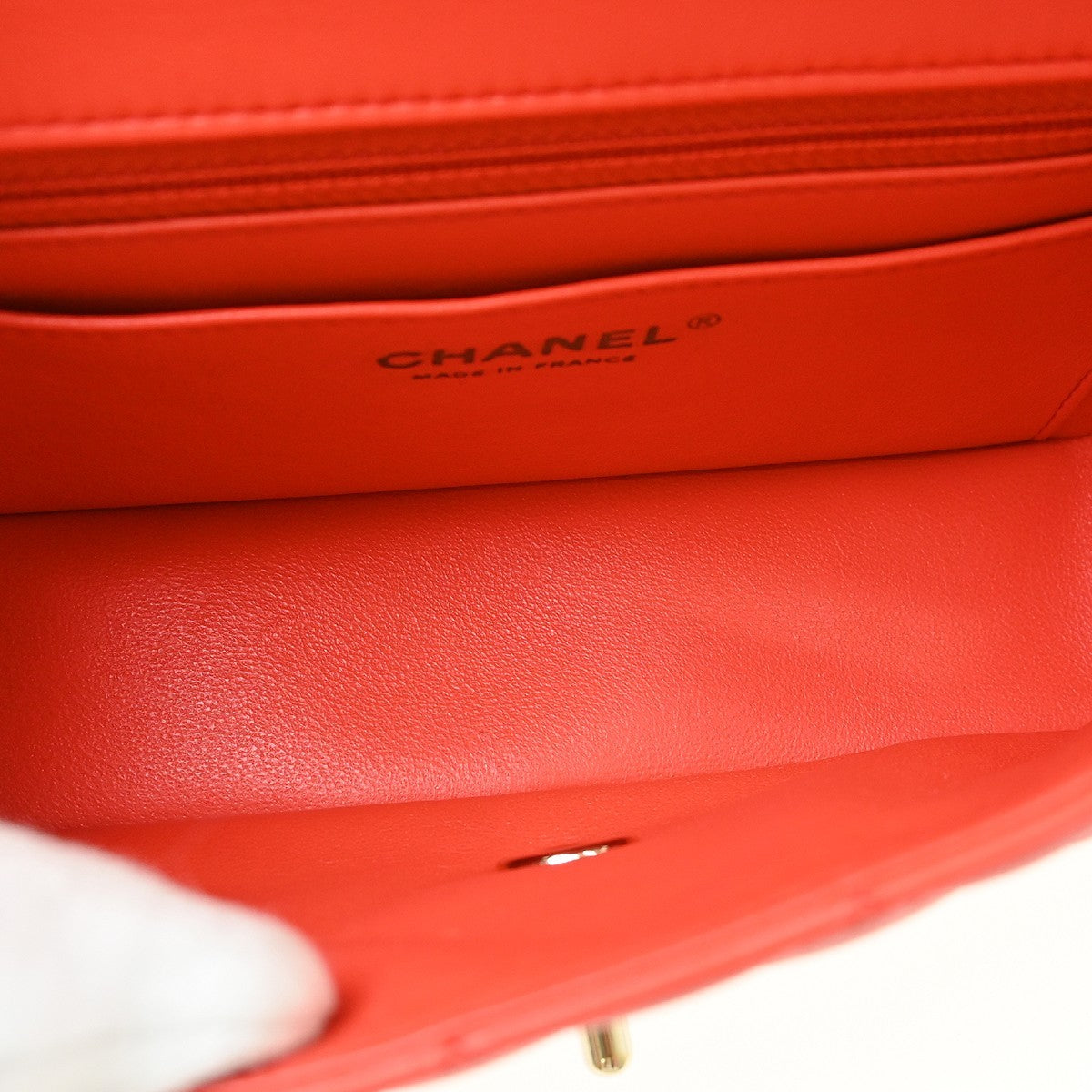 Chanel Classic Single Flap Quilted Lambskin Orange Leather Shoulder Bag Bag (Pre-Owned)