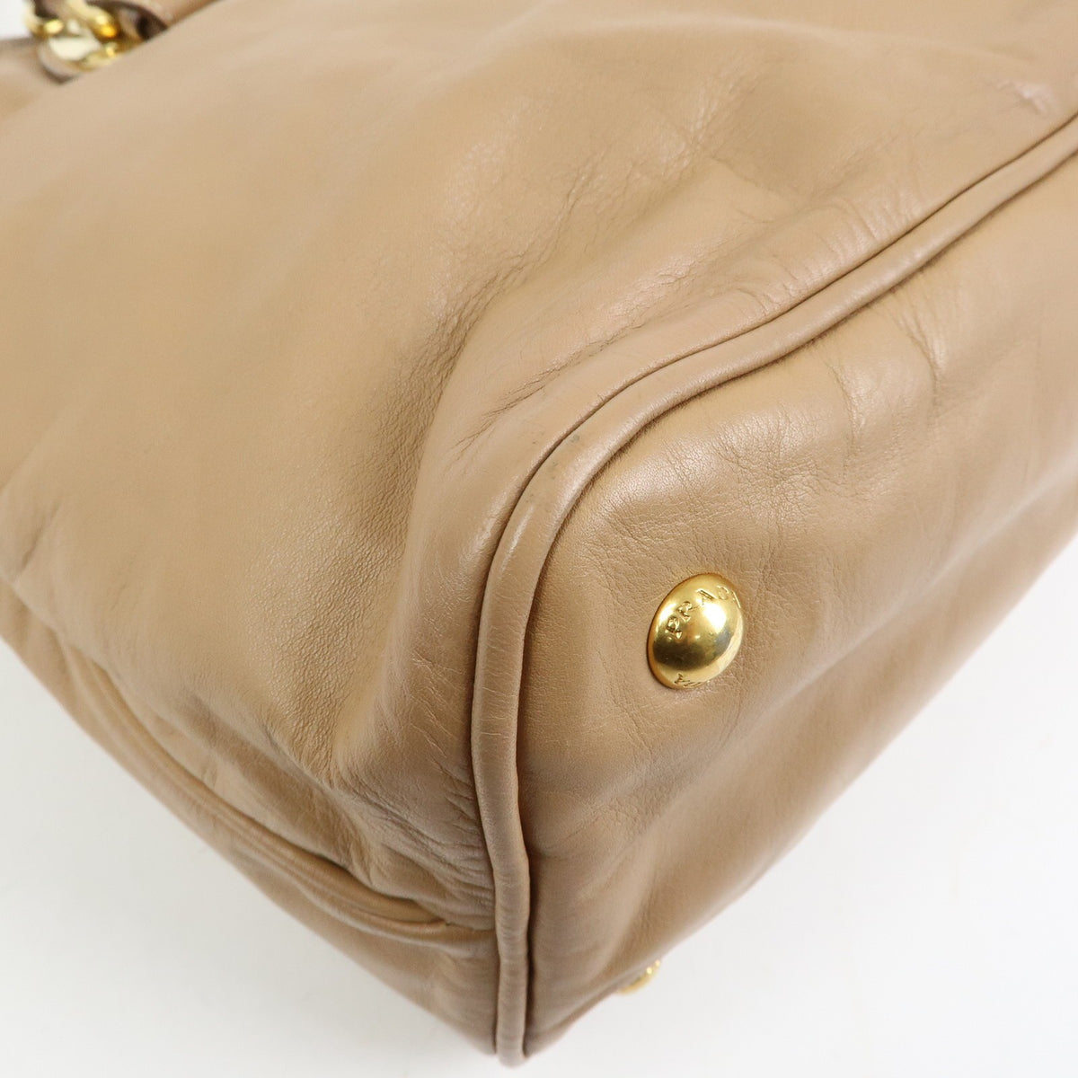 Prada Convertible Shopper Soft Calf Brown Leather Tote Bag Bag (Pre-Owned)