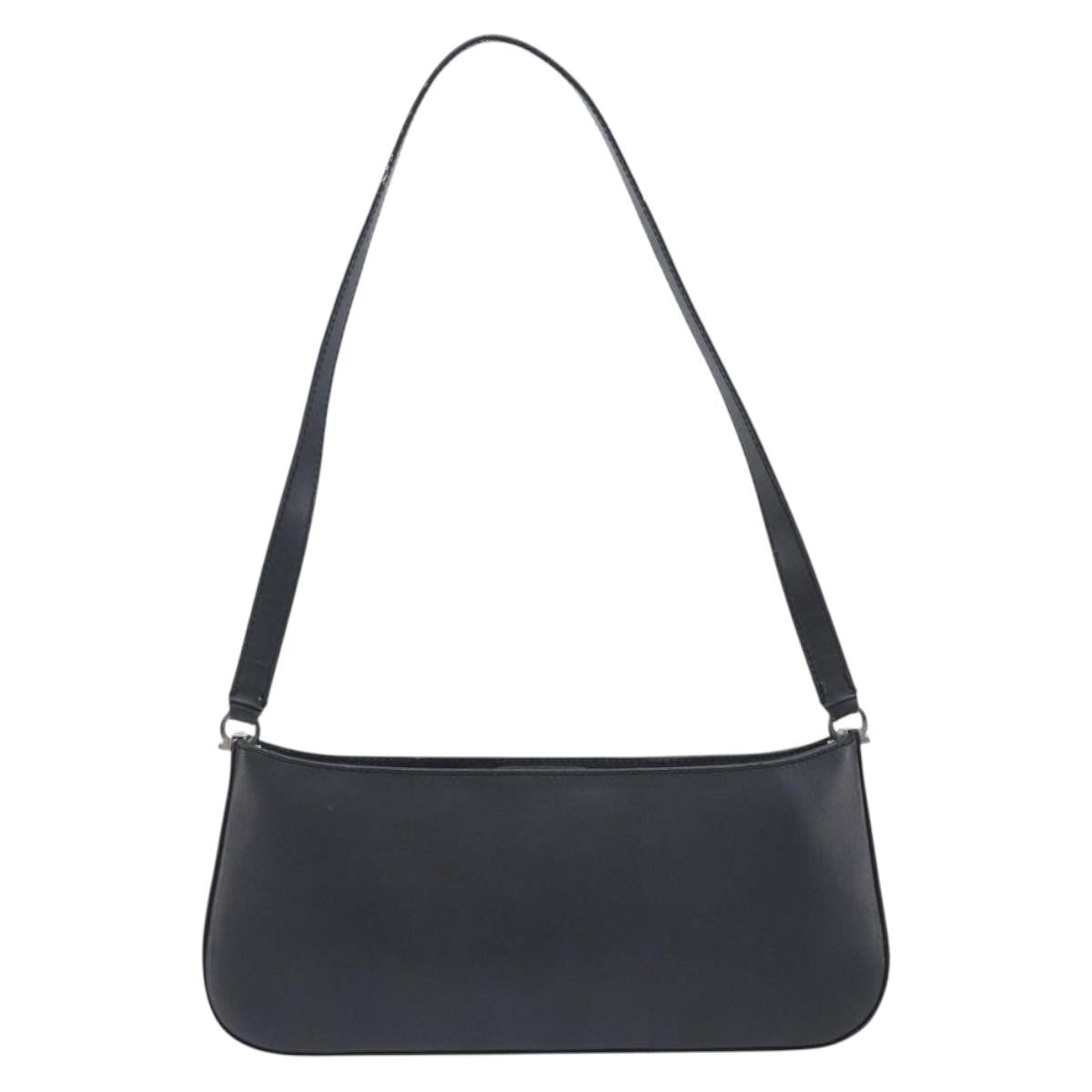 Salvatore Ferragamo Gancini Leather Black Leather Shoulder Bag Bag (Pre-Owned)
