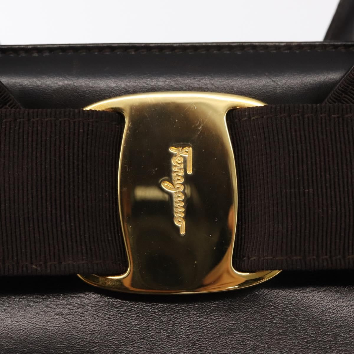 Salvatore Ferragamo Convertible Vara Bow Leather Brown Leather Handbag (Pre-Owned)