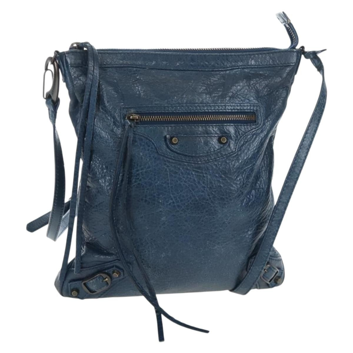 Balenciaga Flat Crossbody Classic Studs Leather Navy Leather Crossbody Bag Bag (Pre-Owned)
