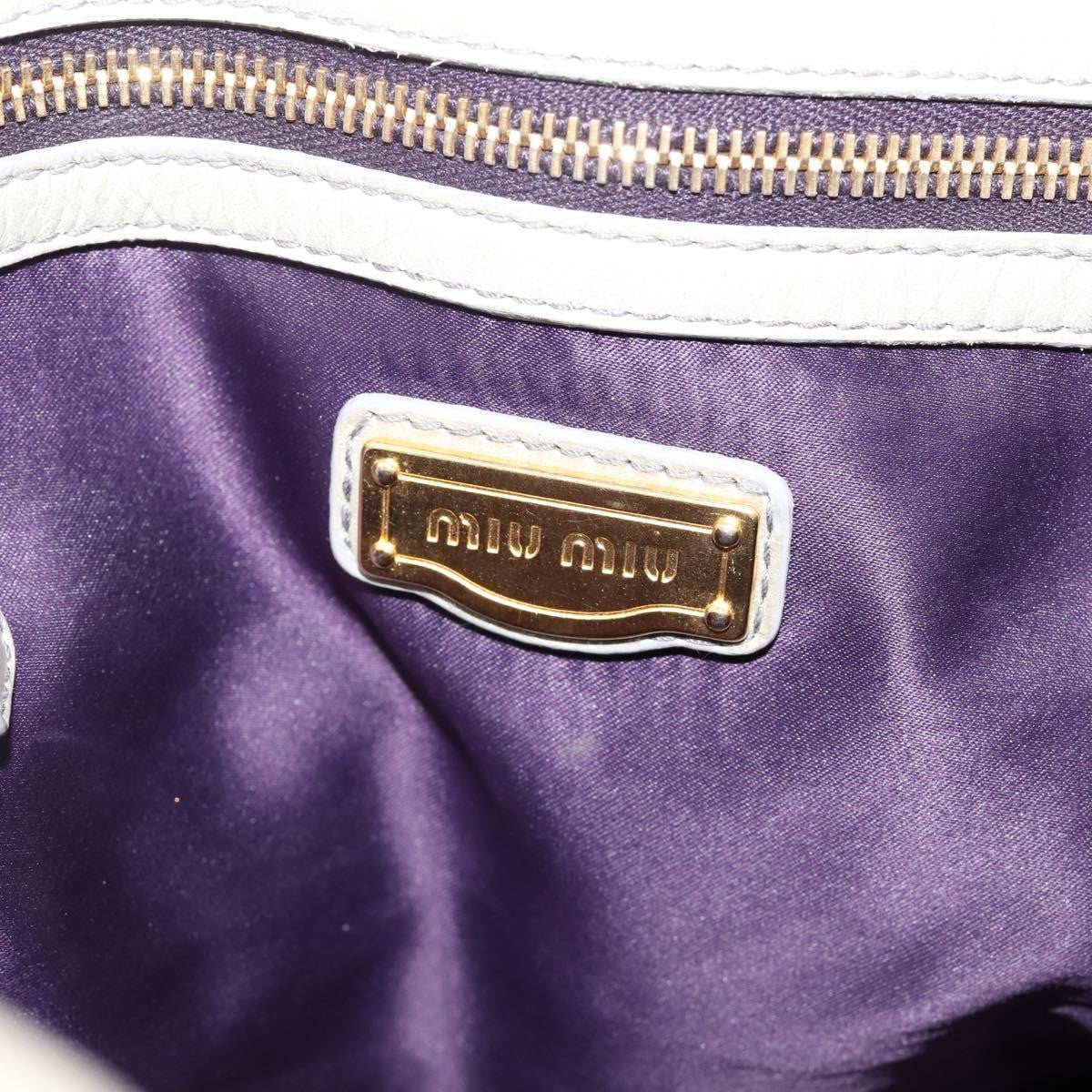 Miu Miu Bow Satchel Cervo Leather Gray Leather Handbag (Pre-Owned)