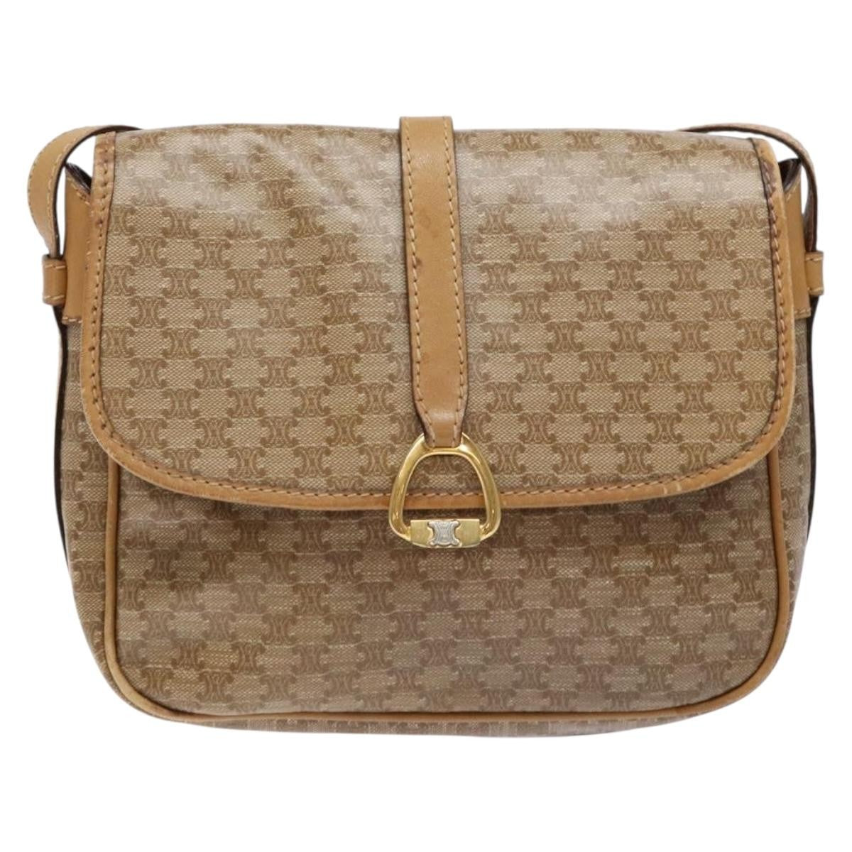 Celine Macadam Shoulder Pvc Leather Beige Canvas Bag (Pre-Owned)