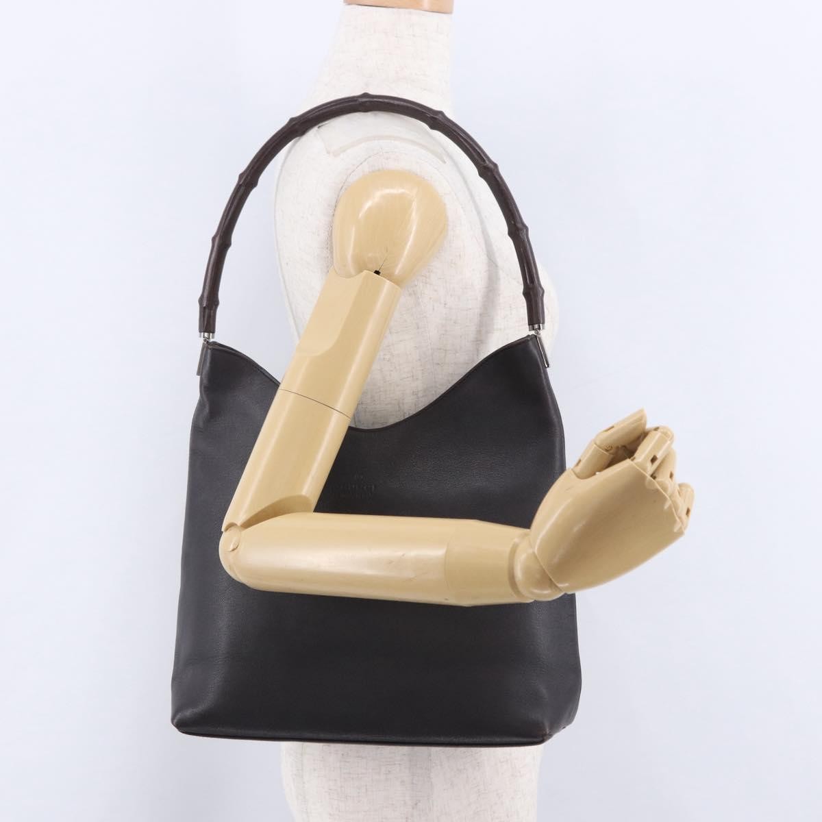 Gucci Vintage Bamboo Handle Tote Leather Brown Leather Tote Bag Bag (Pre-Owned)