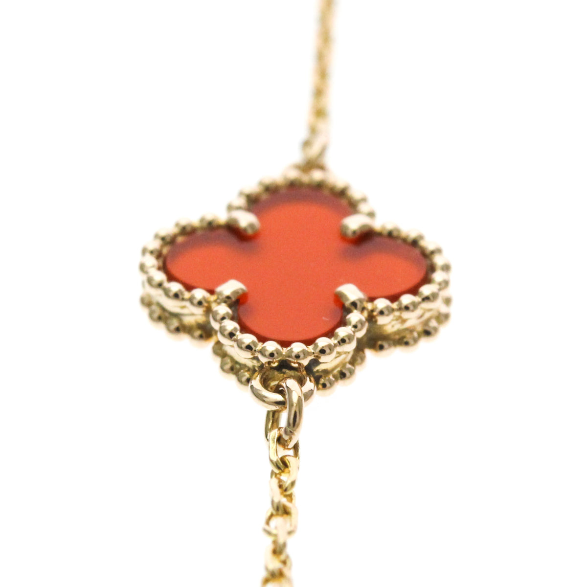 Van Cleef & Arpels Sweet Alhambra 18K Rose Gold And Carnelian Gold Pink_Gold Bracelet Jewelry (Pre-Owned)