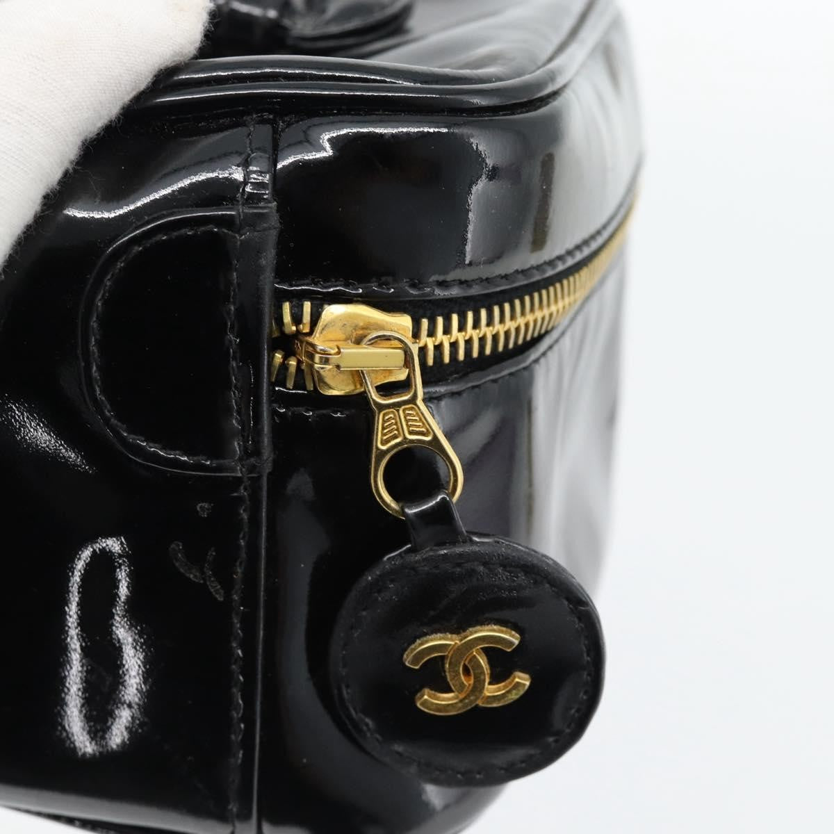 Chanel Vintage Timeless Cosmetic Case Patent Black Patent_Leather Handbag (Pre-Owned)