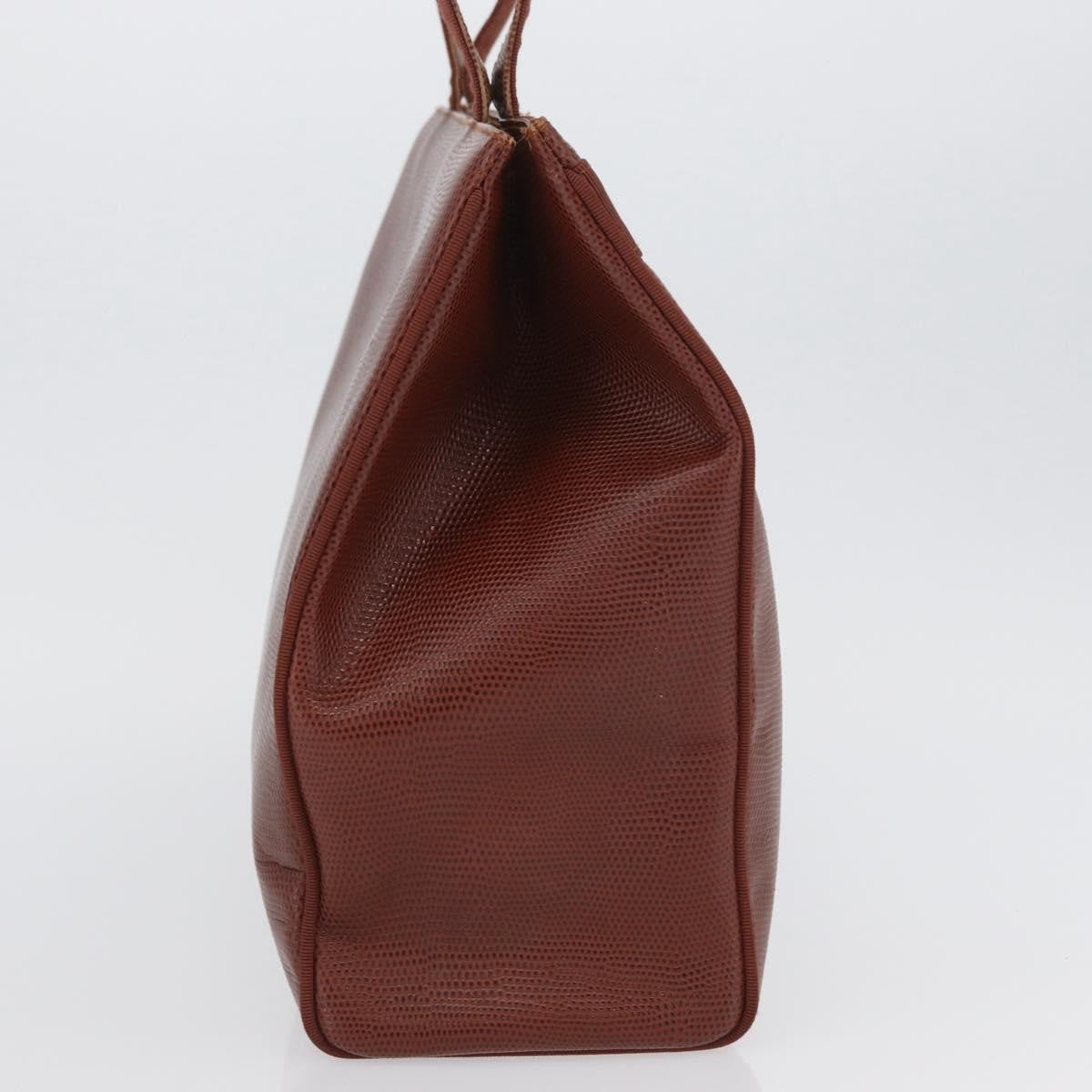 Salvatore Ferragamo Vala Tote Embossed Leather Brown Leather Tote Bag Bag (Pre-Owned)