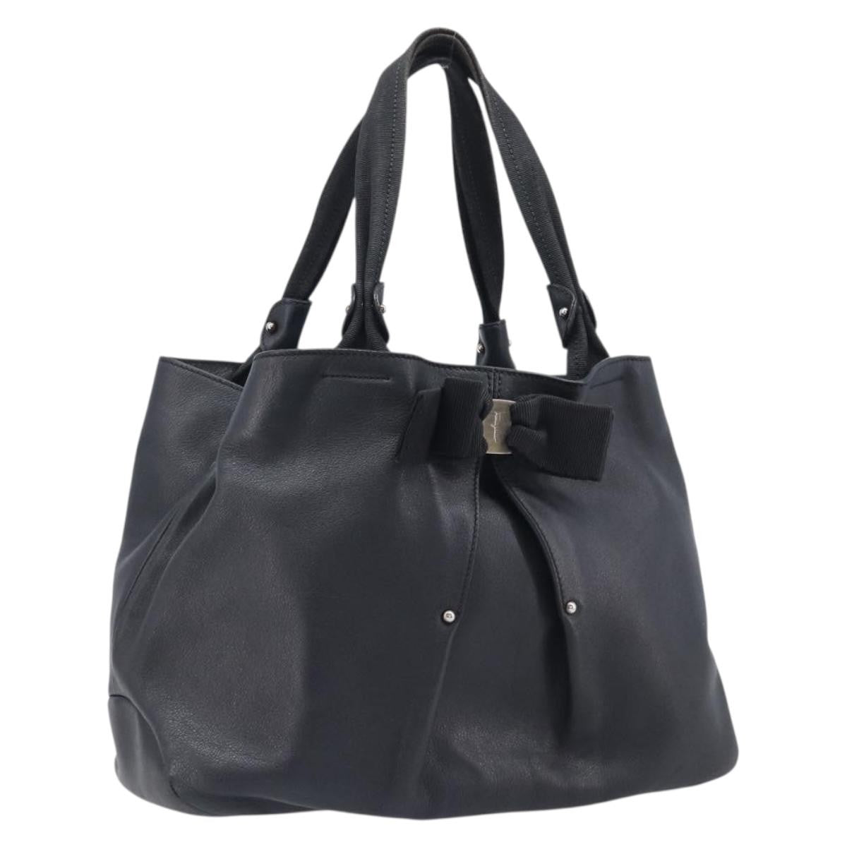 Salvatore Ferragamo Vala Tote Leather Black Leather Tote Bag Bag (Pre-Owned)