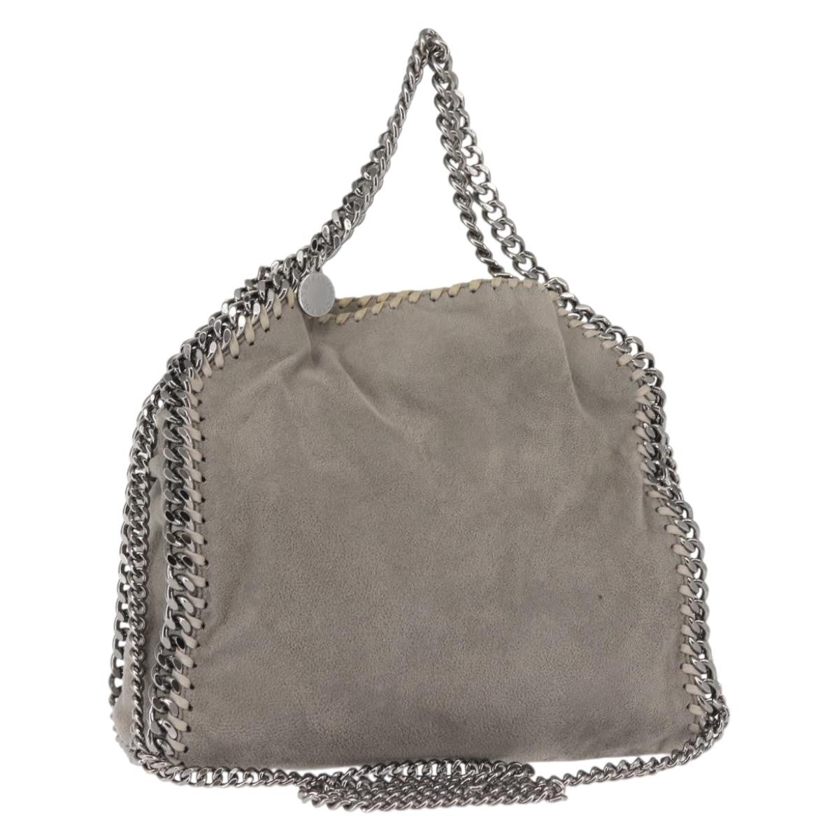 Stella Mccartney Falabella Fold Over Faux Suede Gray Synthetic Shoulder Bag Bag (Pre-Owned)