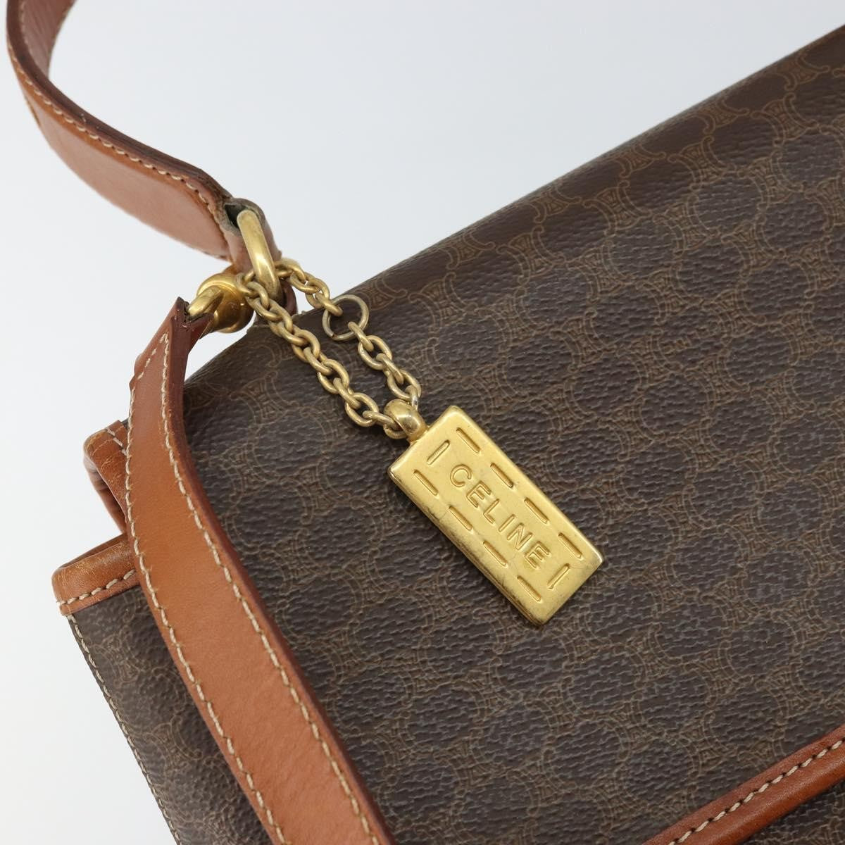 Celine Vintage Macadam Canvas Brown Canvas Handbag (Pre-Owned)