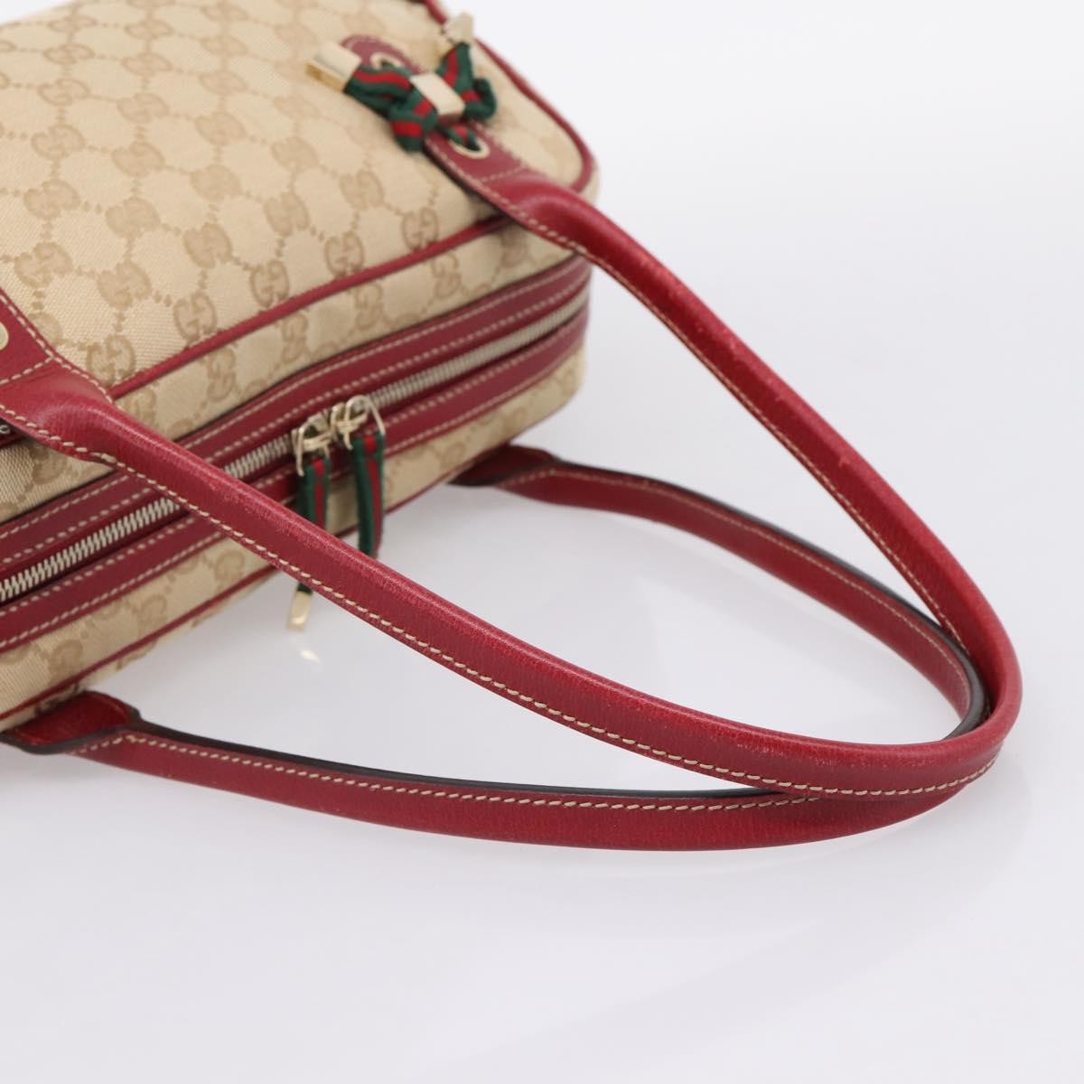 Gucci Princy Boston Gg Canvas Beige Canvas Handbag (Pre-Owned)