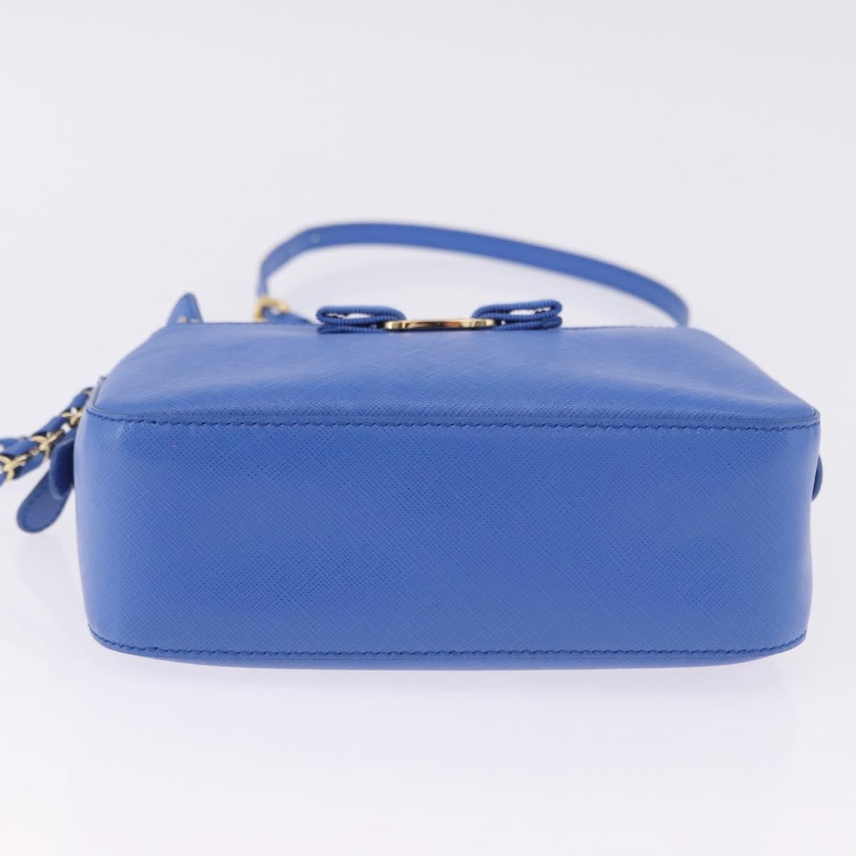 Salvatore Ferragamo Vara Chain Flap Leather Blue Leather Shoulder Bag Bag (Pre-Owned)