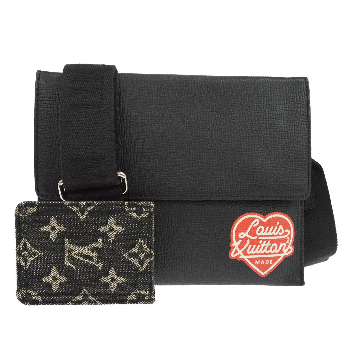 Louis Vuitton Nigo Trio Messenger Pouch Monogram Denim And Taurillon Leather Black Leather Clutche & Pouche Bag (Pre-Owned)