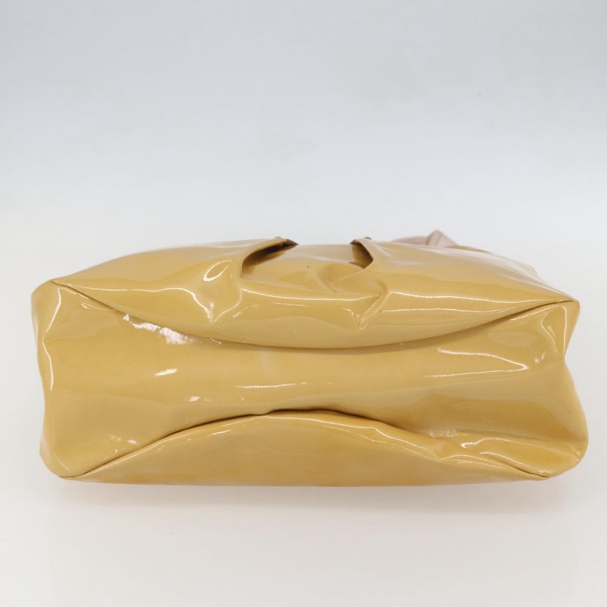 Salvatore Ferragamo Vala Patent Leather Yellow Patent_Leather Handbag (Pre-Owned)