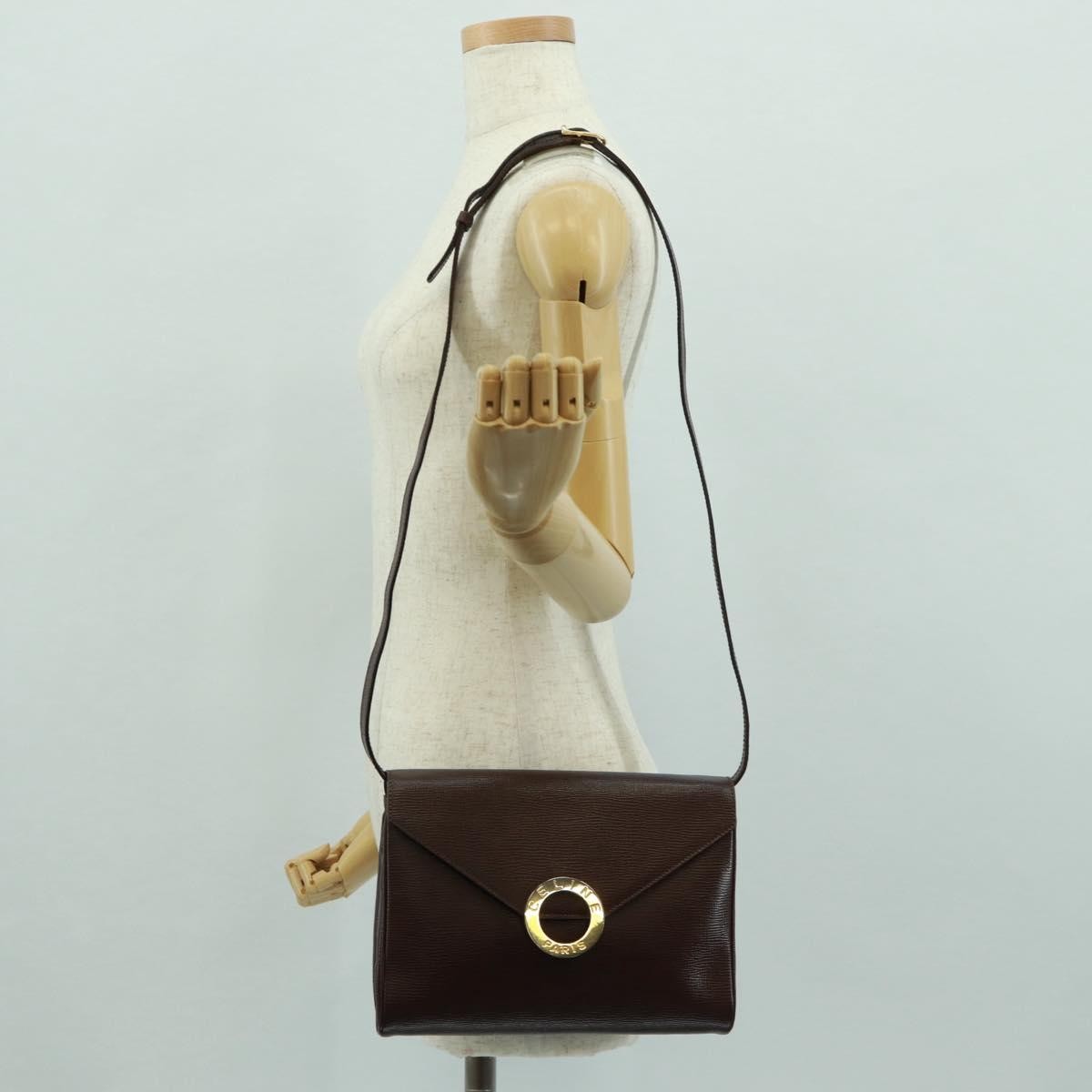 Celine Circle Logo Leather Brown Leather Shoulder Bag Bag (Pre-Owned)