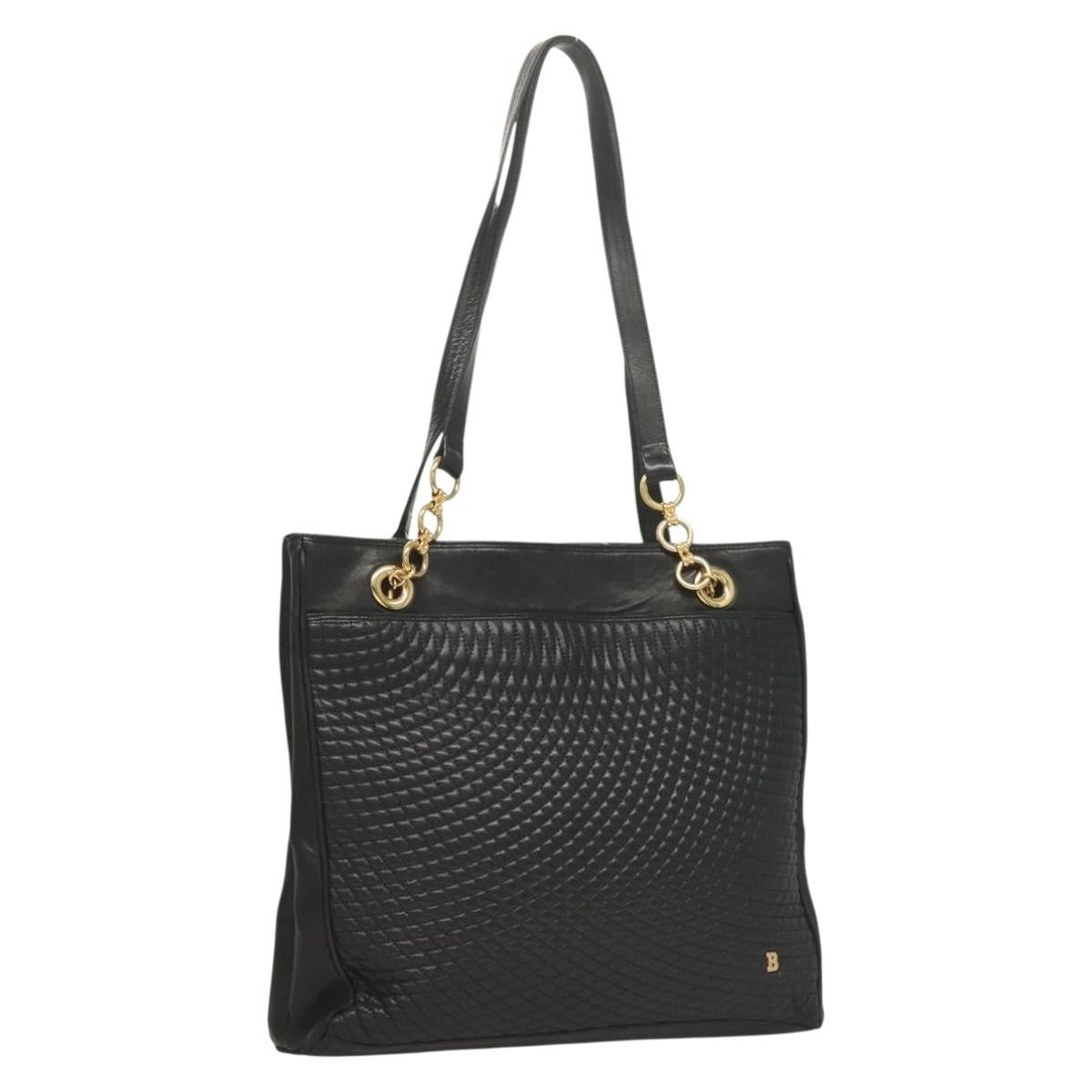 Bally Vintage Leather Black Leather Tote Bag Bag (Pre-Owned)