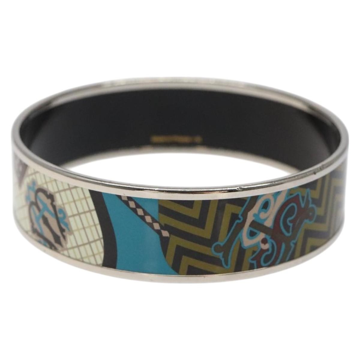 Hermes Caleche Bangle Enamel Blue Metal Bracelet Jewelry (Pre-Owned)