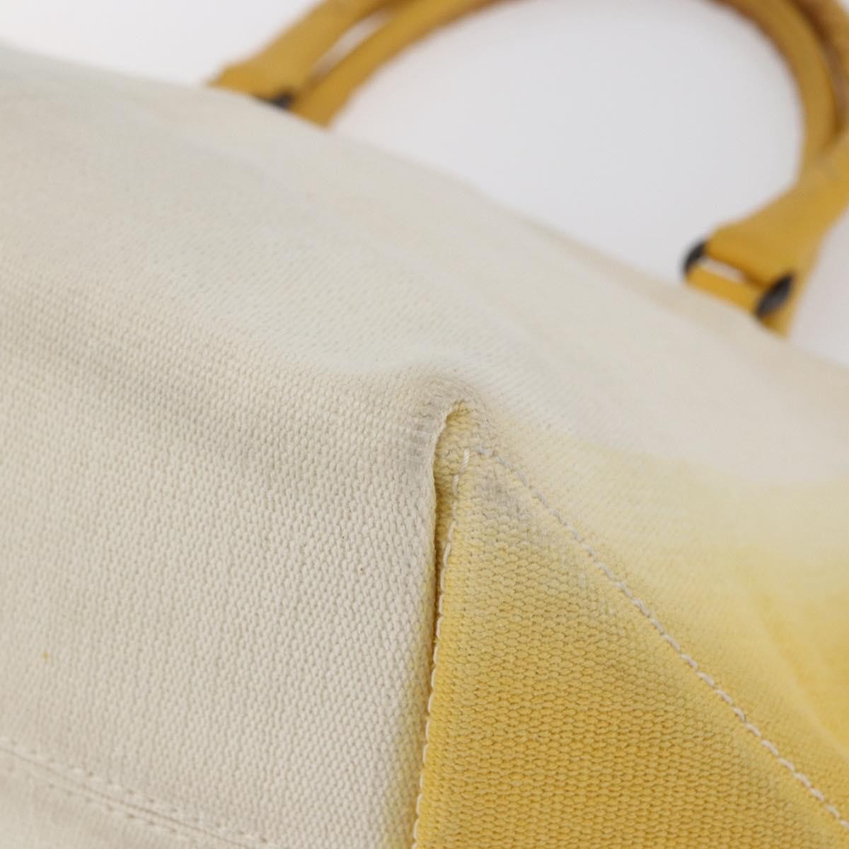 Bottega Veneta Braided Handle Open Canvas With Leather Yellow Canvas Bag (Pre-Owned)