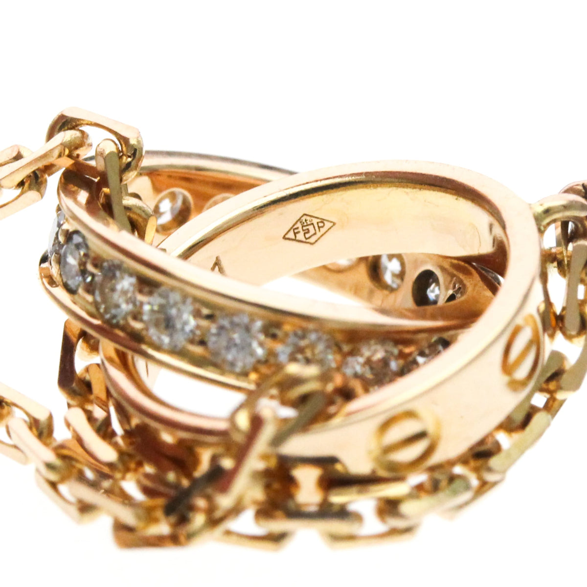Cartier Love Interlocking 18K Rose Gold With Diamonds Gold Pink_Gold Necklace Jewelry (Pre-Owned)