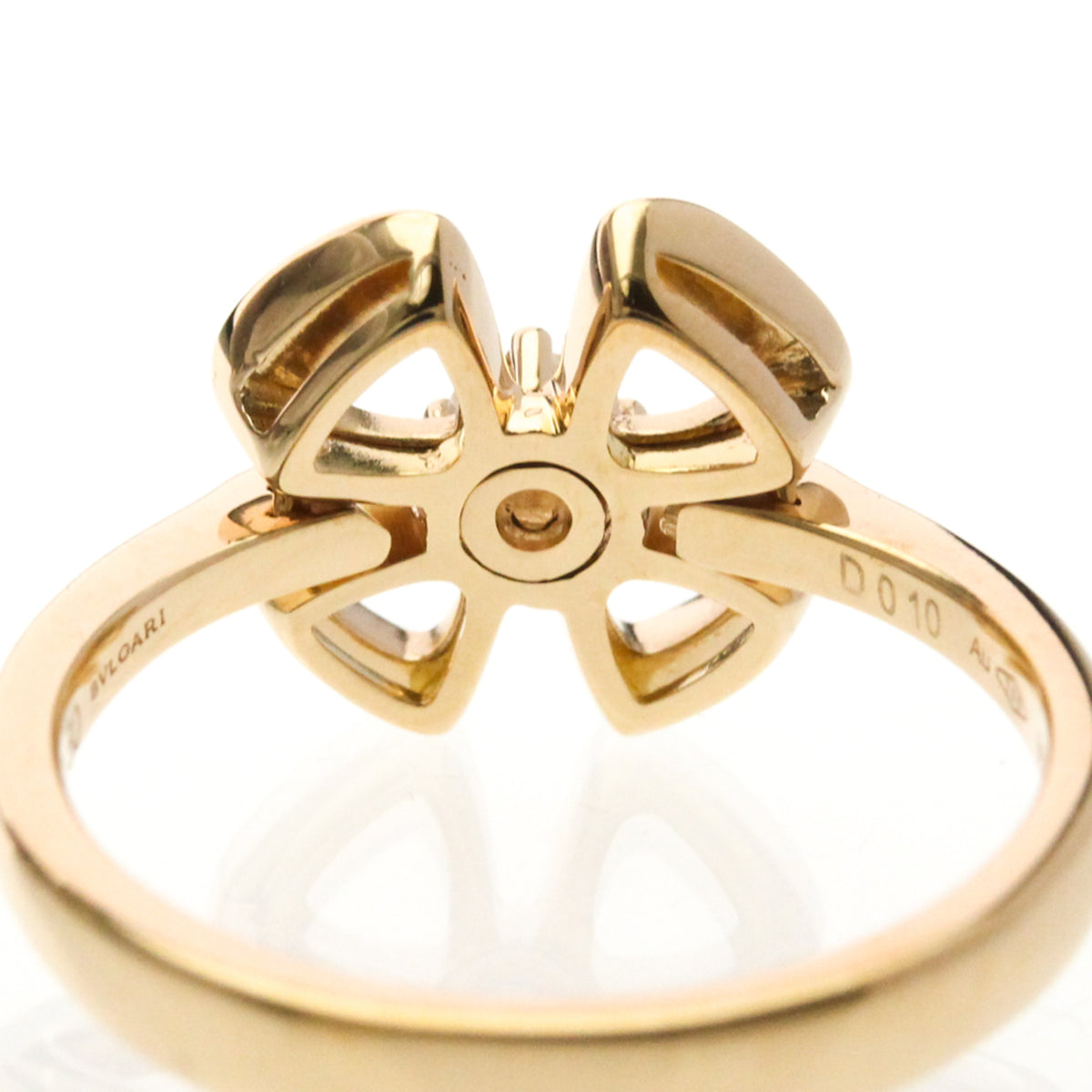 Bvlgari Fiorever 18K White Gold And Pave Diamonds Gold Pink_Gold Ring Jewelry (Pre-Owned)
