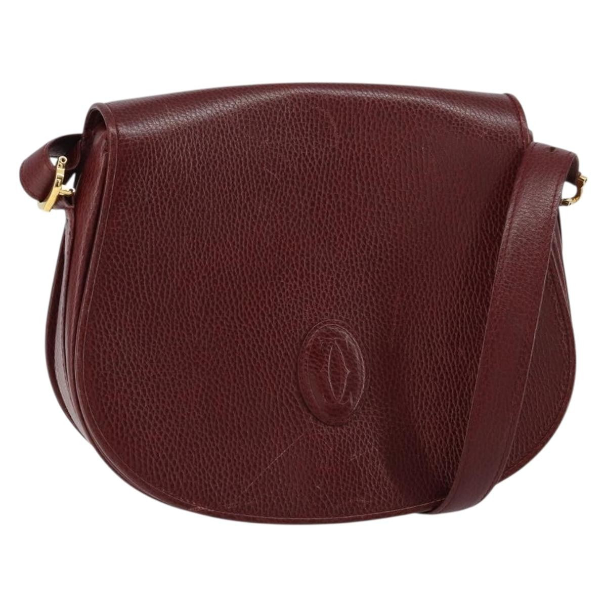 Cartier Must De Cartier Leather Burgundy Leather Shoulder Bag Bag (Pre-Owned)