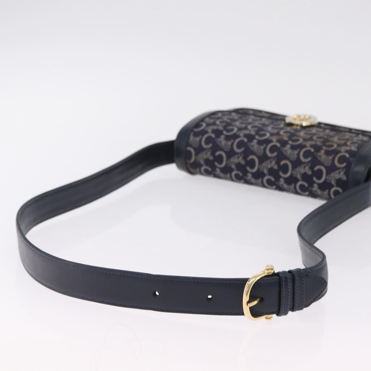 Celine C Sulky Horse Carriage Canvas Navy Canvas Handbag (Pre-Owned)