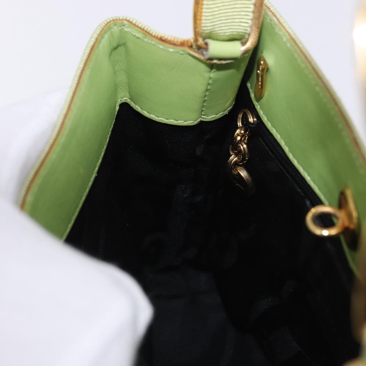 Salvatore Ferragamo Vala Canvas Green Canvas Shoulder Bag Bag (Pre-Owned)