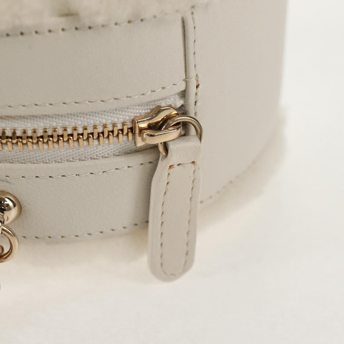 Chanel Round Clutch With Chain Chevron Shearling White Faux_Fur Clutche & Pouche Bag (Pre-Owned)