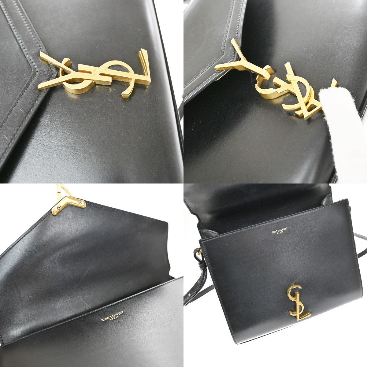 Saint Laurent Cassandra Leather Black Leather Shoulder Bag Bag (Pre-Owned)