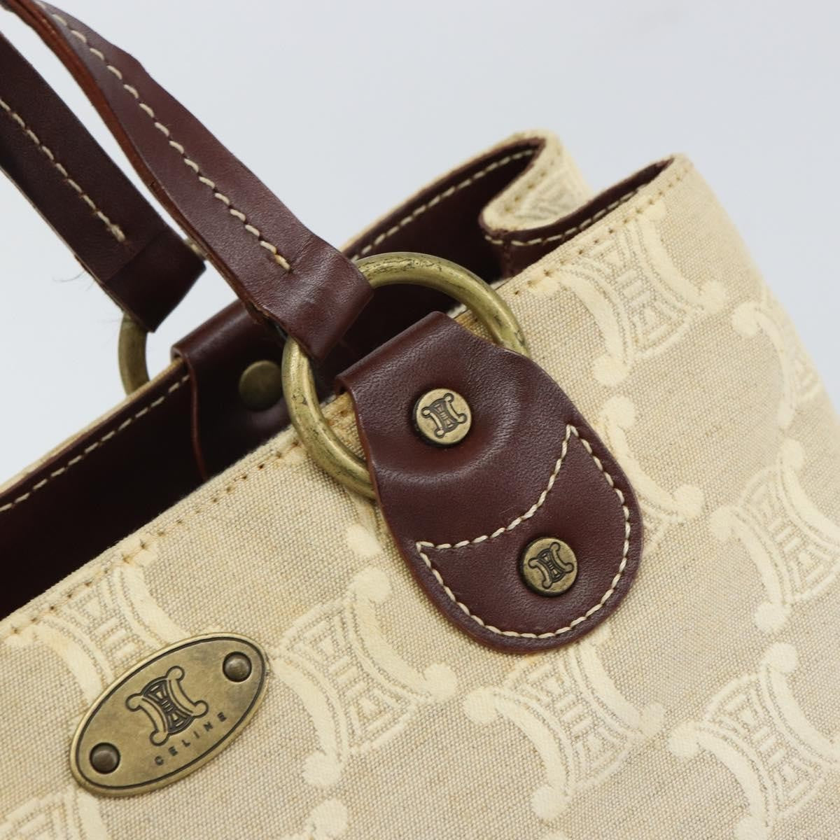 Celine Vintage Macadam Canvas And Leather Beige Canvas Handbag (Pre-Owned)