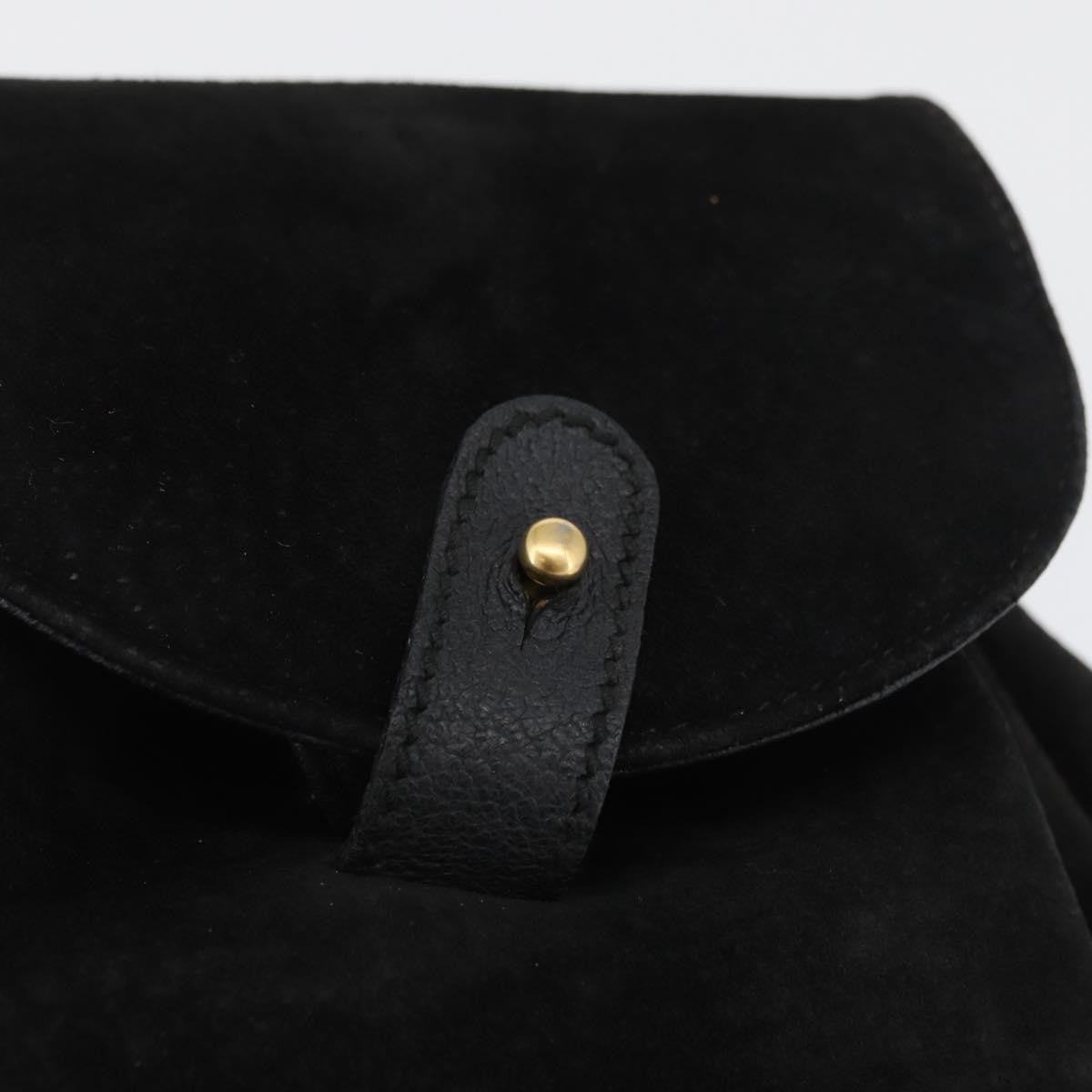 Gucci Gucci Bamboo Daim Black Suede Backpack Bag (Pre-Owned)