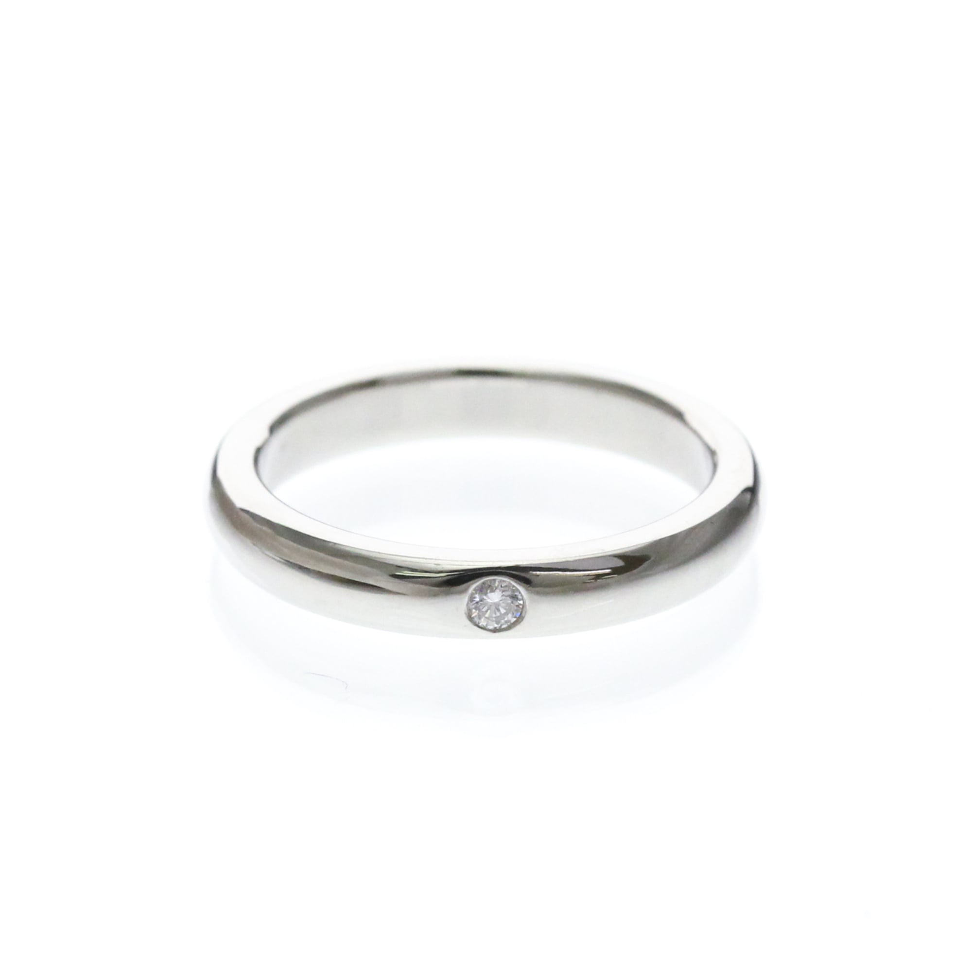 Tiffany & Co. Elsa Peretti 1 Diamond Stacking Band 950 Platinum With Diamond Silver Platinum Ring Jewelry (Pre-Owned)
