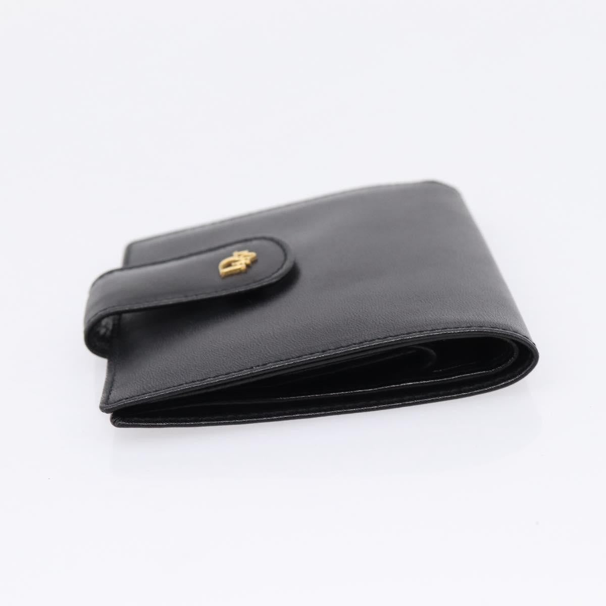 Christian Dior Bifold Card Holder Leather Black Leather Card Holders Accessory (Pre-Owned)