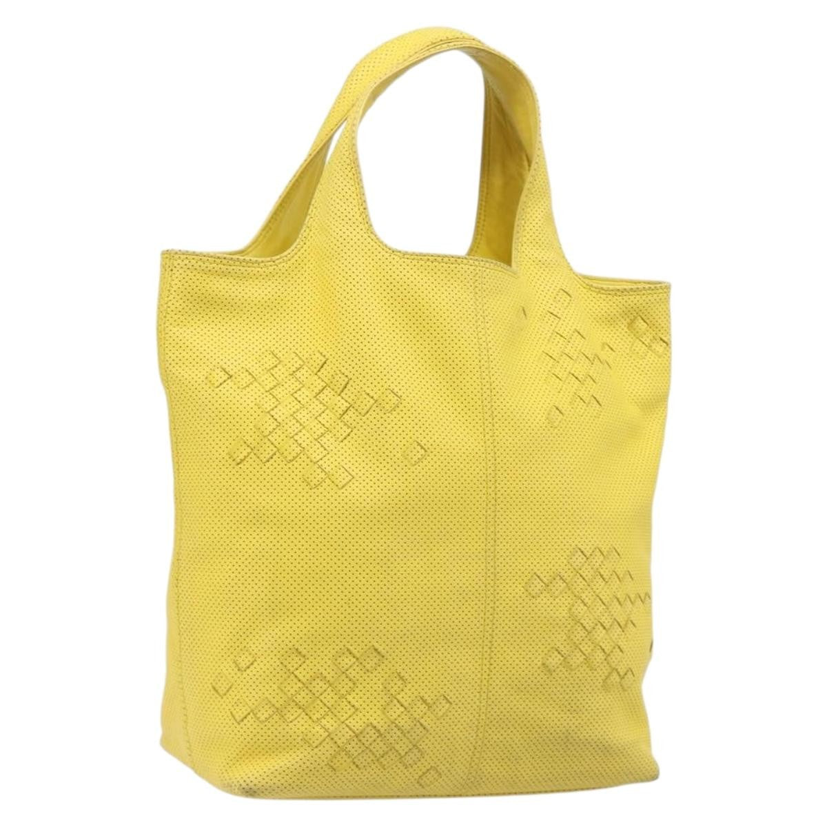 Bottega Veneta Tote Perforated Intrecciato Yellow Leather Tote Bag Bag (Pre-Owned)