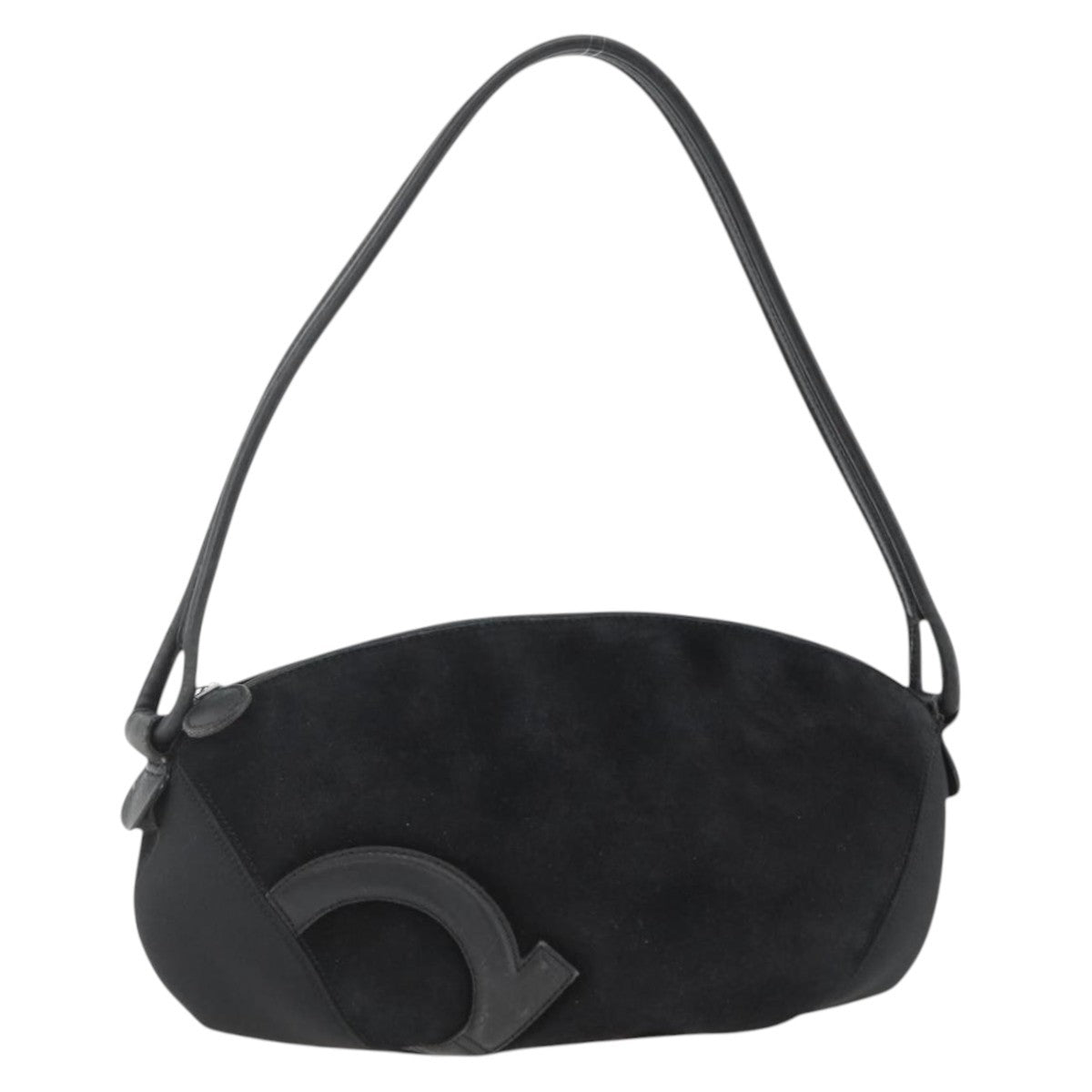 Salvatore Ferragamo Gancini Suede Black Suede Shoulder Bag Bag (Pre-Owned)