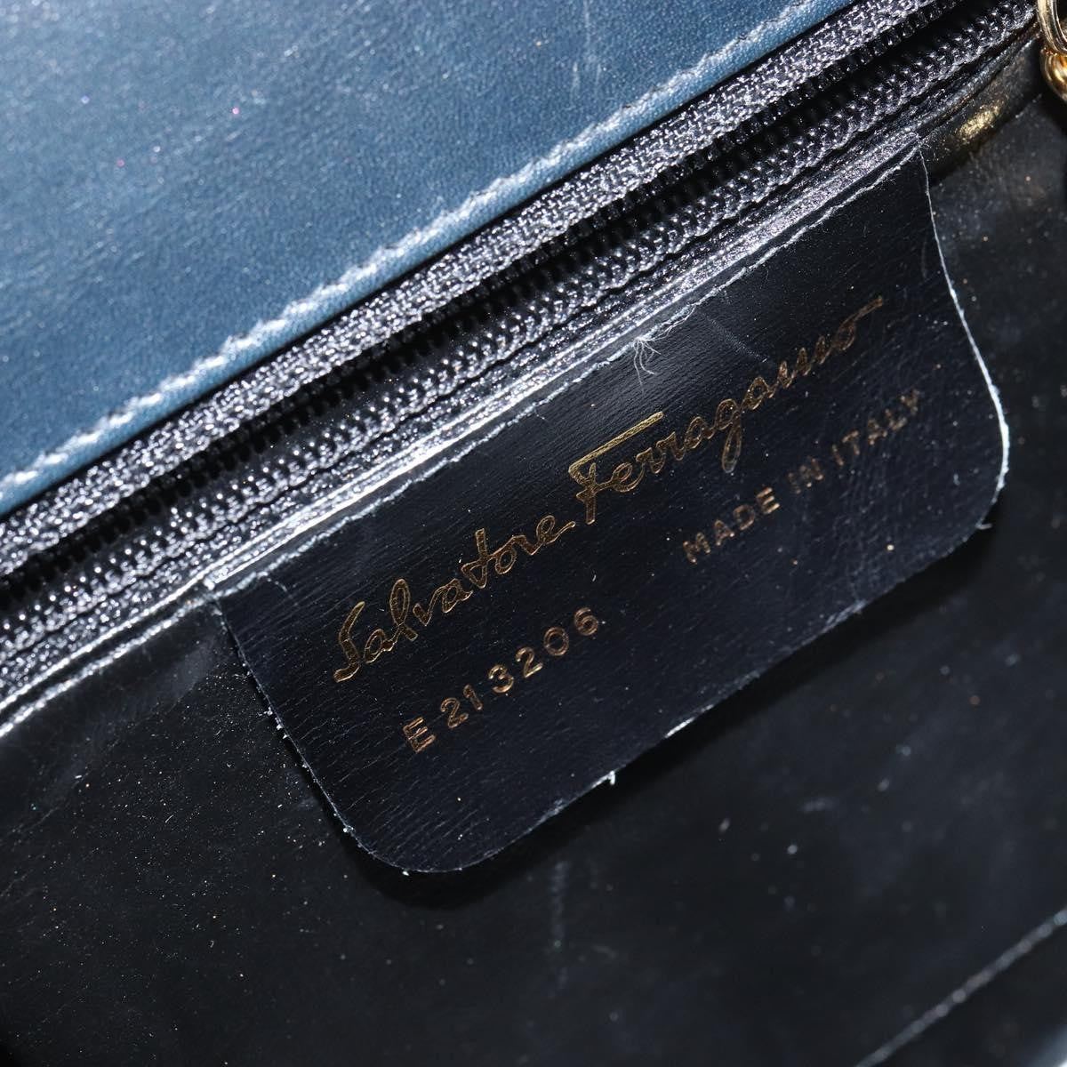 Salvatore Ferragamo Gancini Leather Navy Leather Shoulder Bag Bag (Pre-Owned)