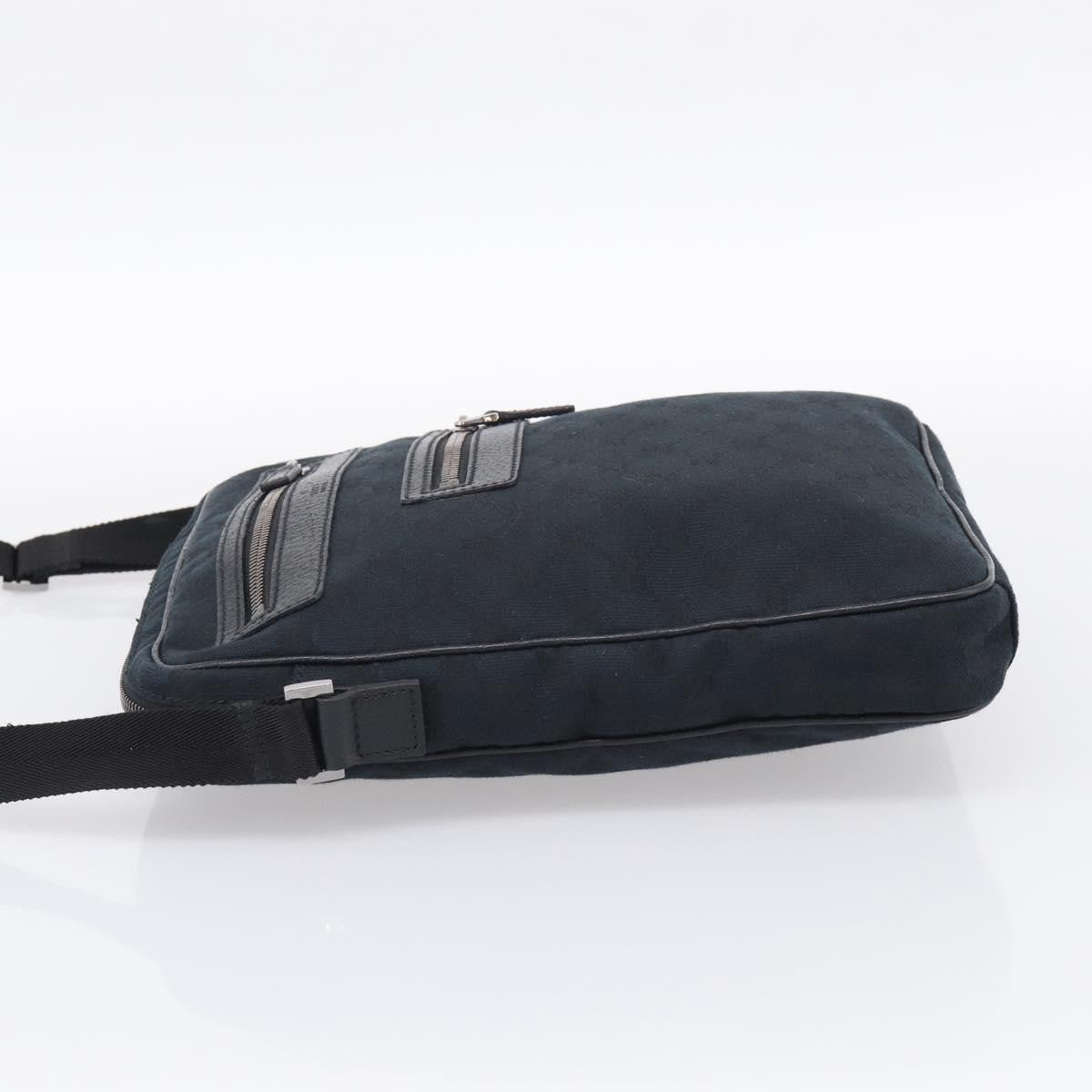Gucci Front Zip Messenger Canvas And Leather Black Canvas Crossbody Bag Bag (Pre-Owned)