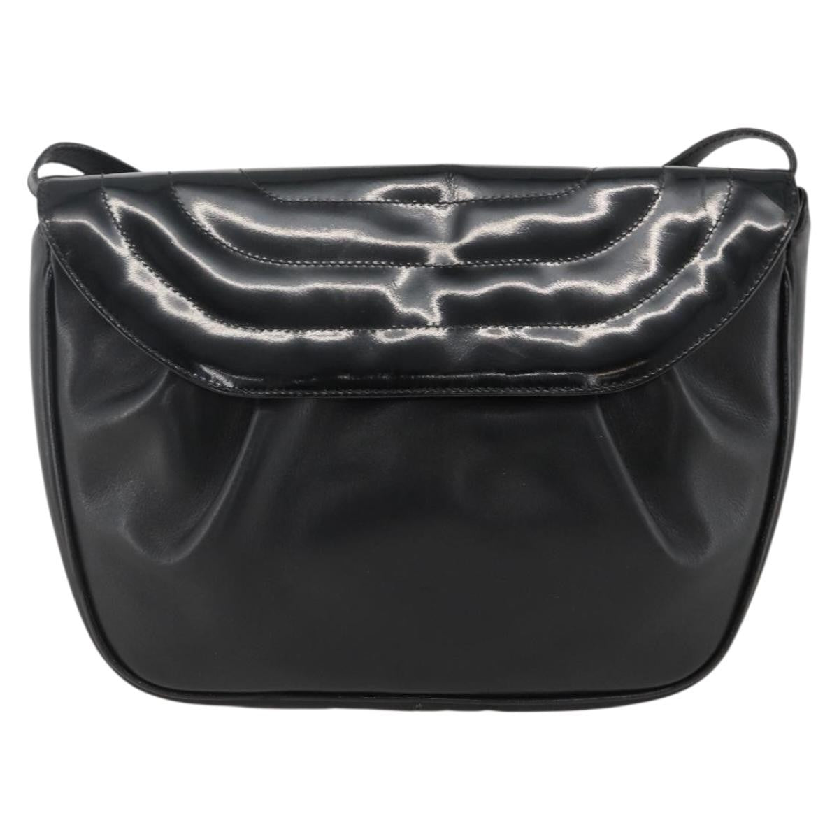 Salvatore Ferragamo Flap Shoulder Patent Leather Black Patent_Leather Shoulder Bag Bag (Pre-Owned)