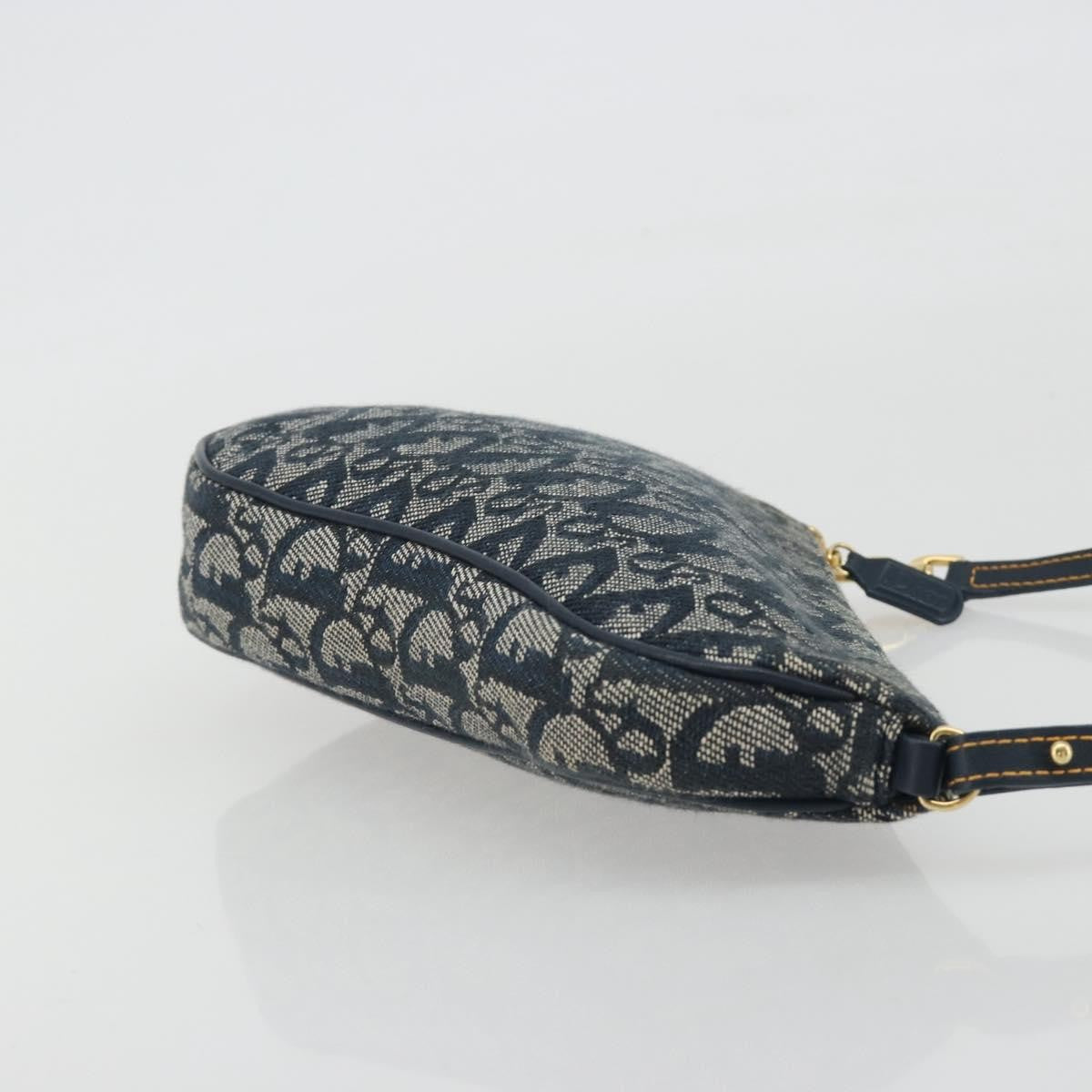 Christian Dior Vintage Saddle Diorissimo Canvas Navy Canvas Shoulder Bag Bag (Pre-Owned)