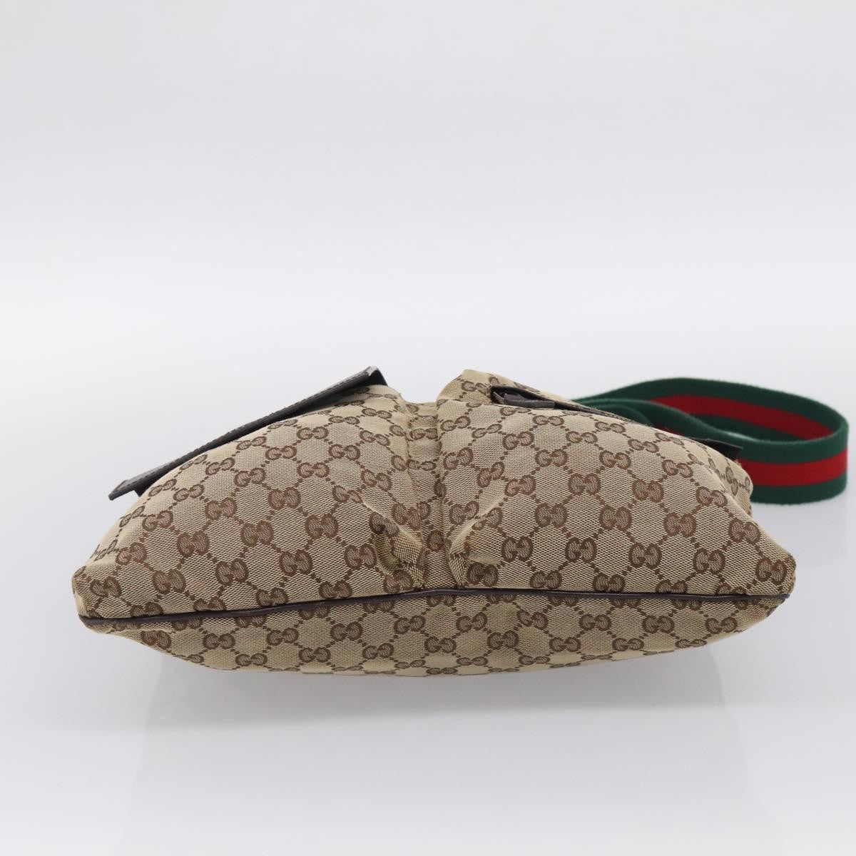 Gucci Double Pocket Web Messenger Gg Canvas Beige Canvas Crossbody Bag Bag (Pre-Owned)