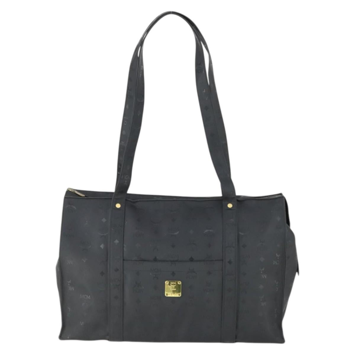 MCM Vintage Visetos Canvas Black Canvas Tote Bag Bag (Pre-Owned)