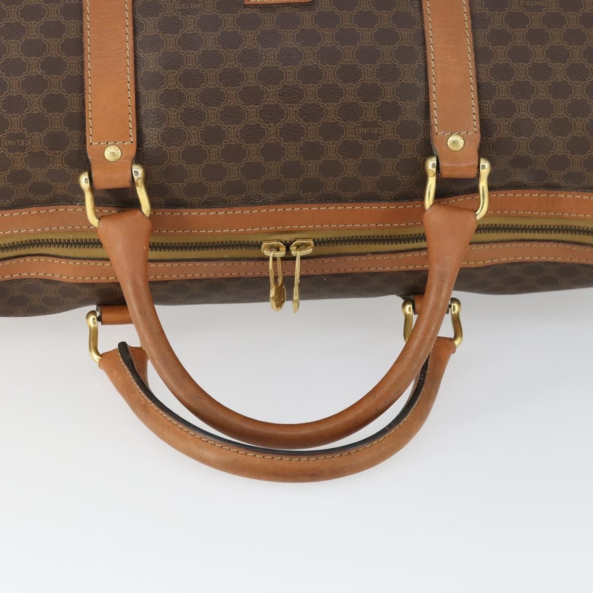 Celine Vintage Macadam Boston Canvas And Leather Brown Pvc Travel Bag Bag (Pre-Owned)