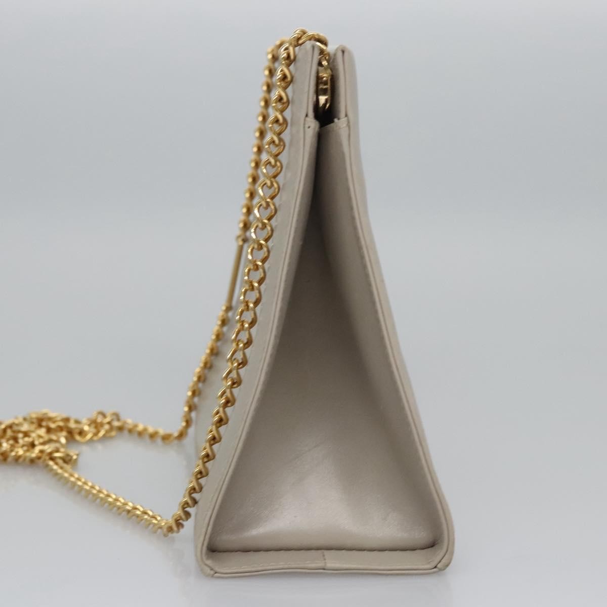 Salvatore Ferragamo Vintage Chain Leather Beige Leather Shoulder Bag Bag (Pre-Owned)