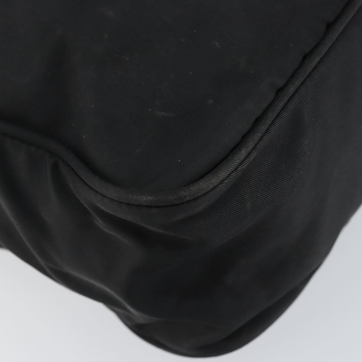 Prada Front Pocket Zip Messenger Tessuto With Saffiano Leather Black Nylon Handbag (Pre-Owned)